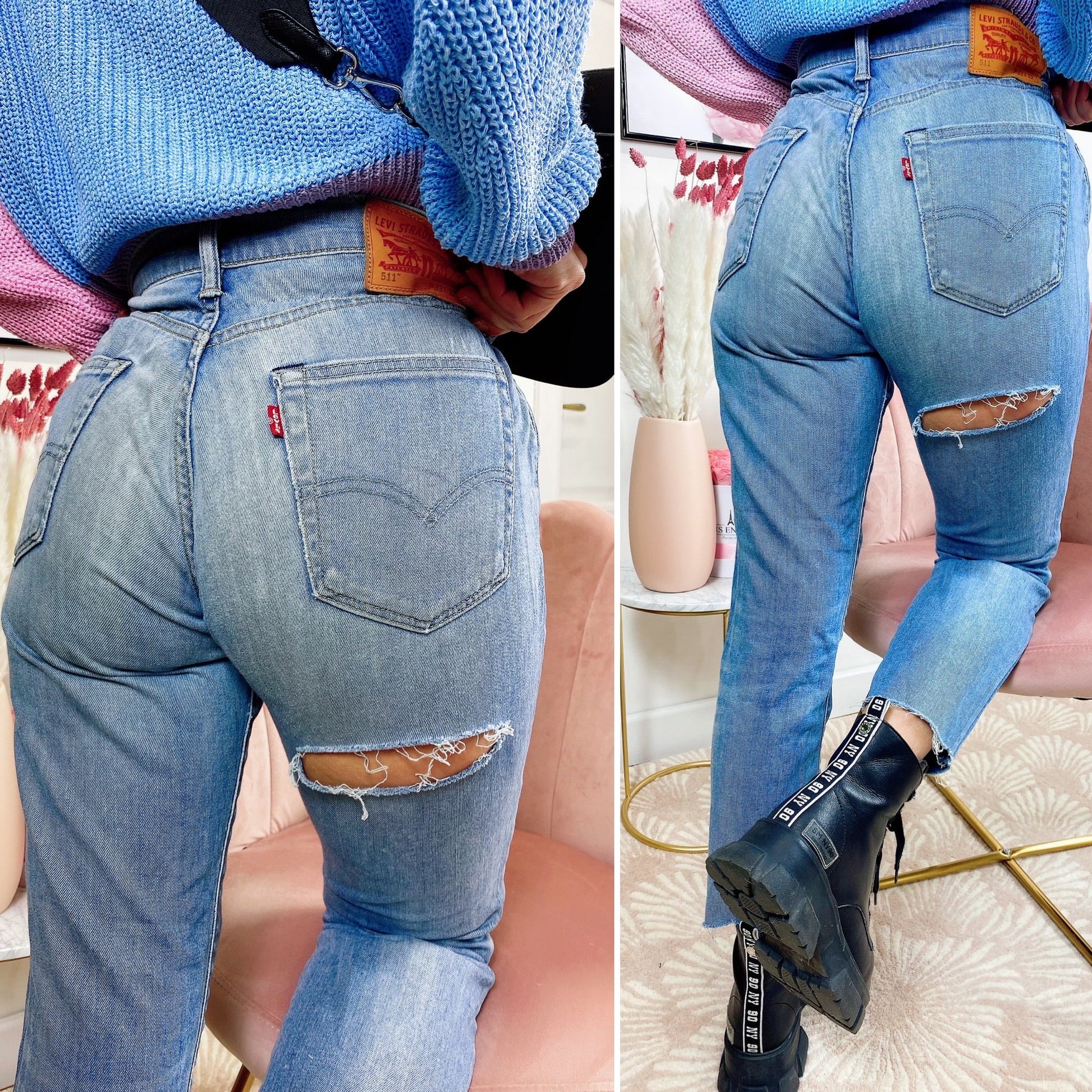 Jeans Levi’s Vintage a caramella con spacco medio scuro