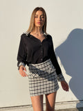 Gonna in tweed dettaglio nero