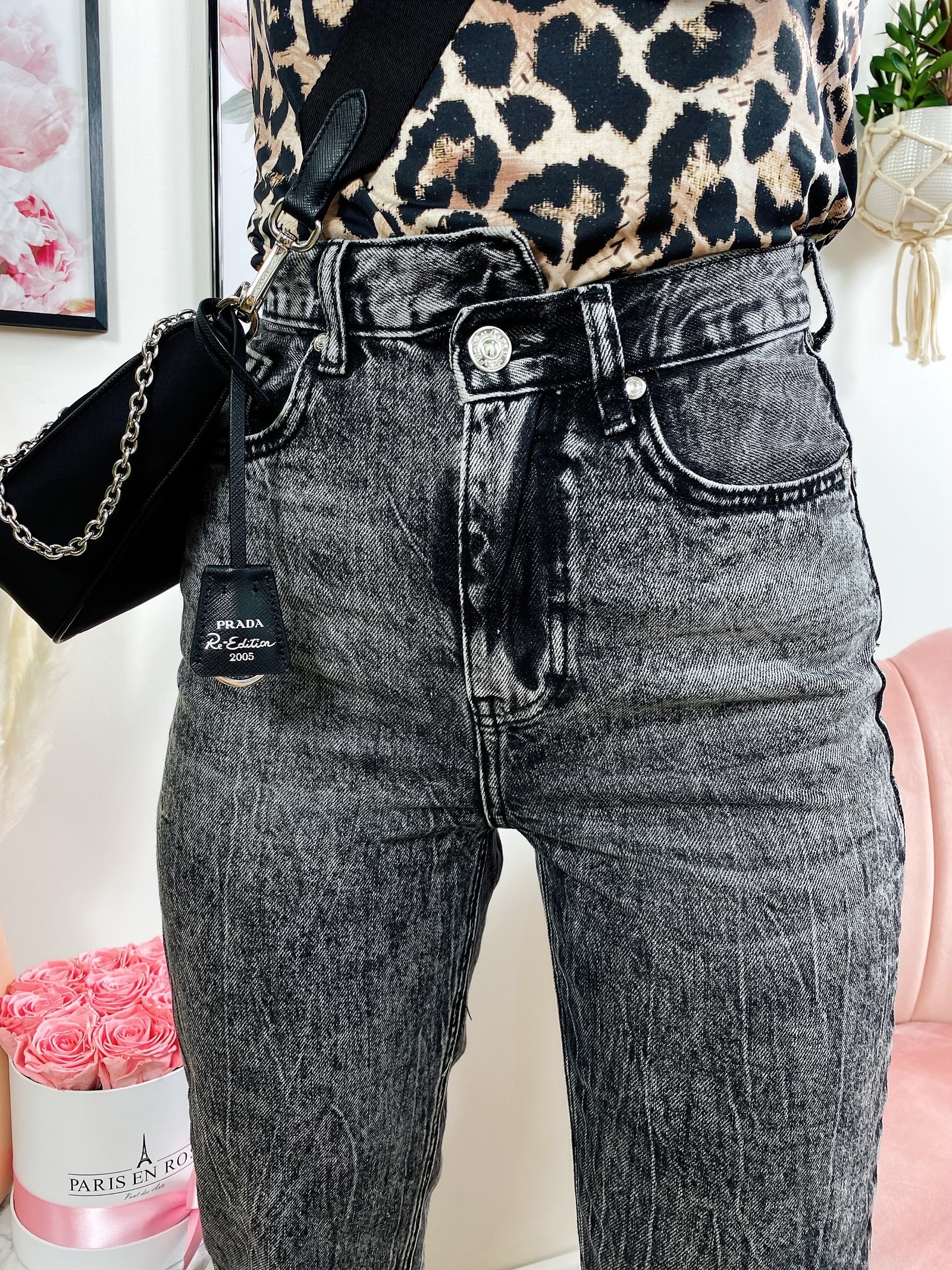 Jeans Bottone asimmetrico Grigio