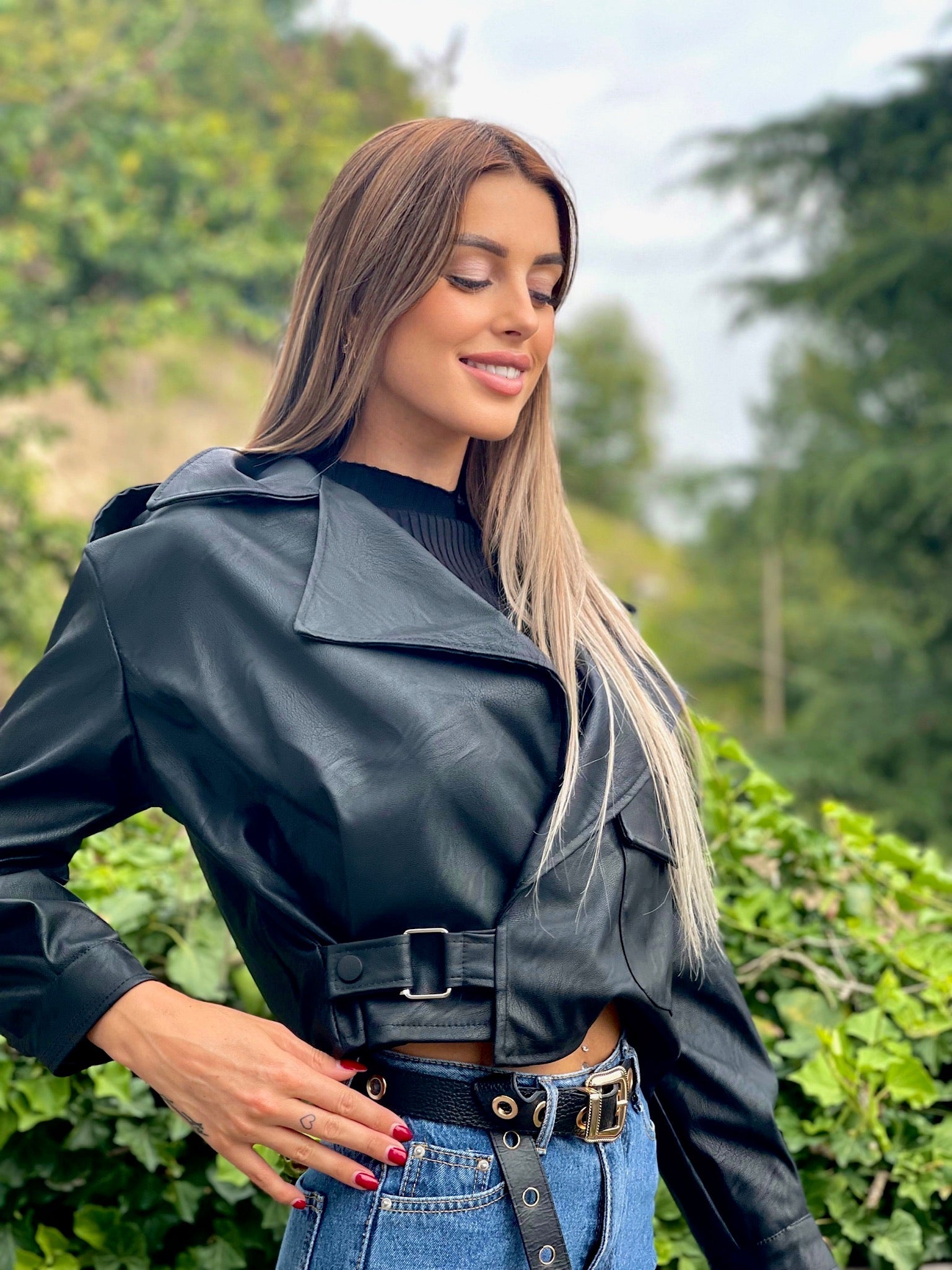 Giacca in eco pelle nera