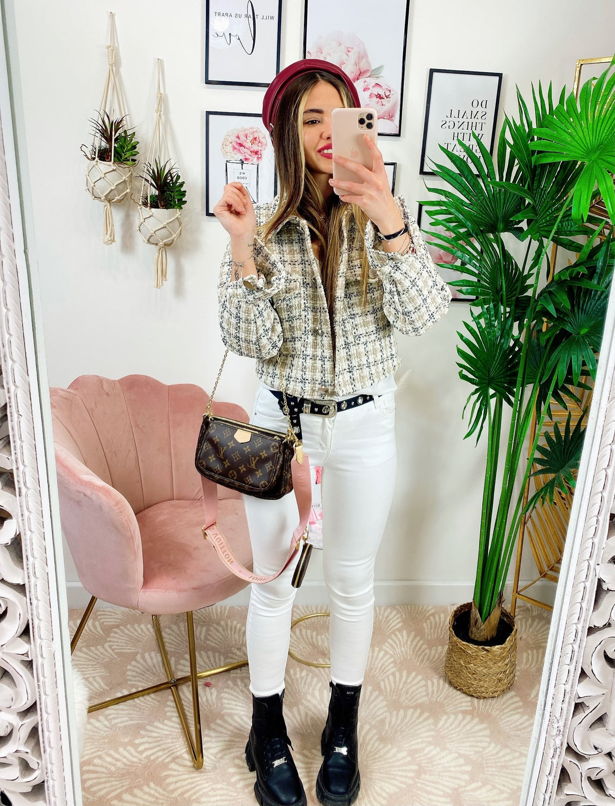 Giacca in tweed beige