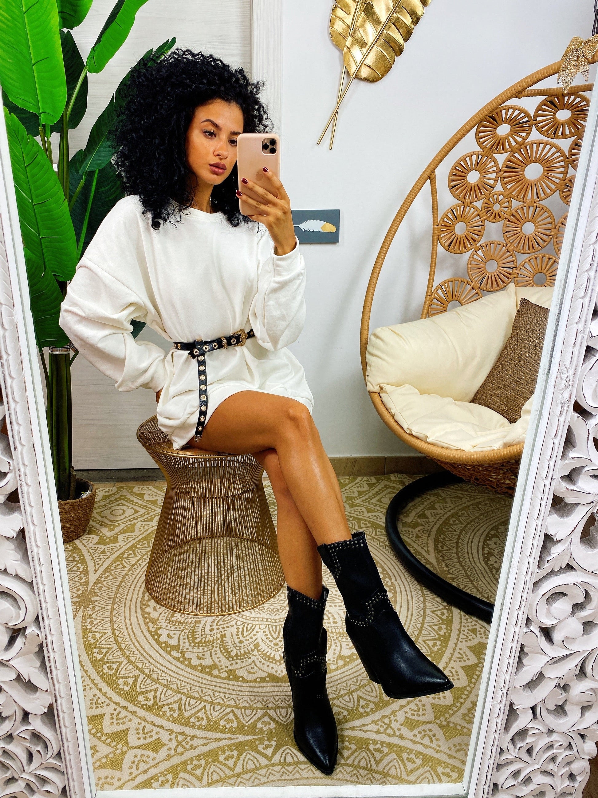 Maxi felpa easy bianca