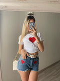 Short a caramella con cuori rossi