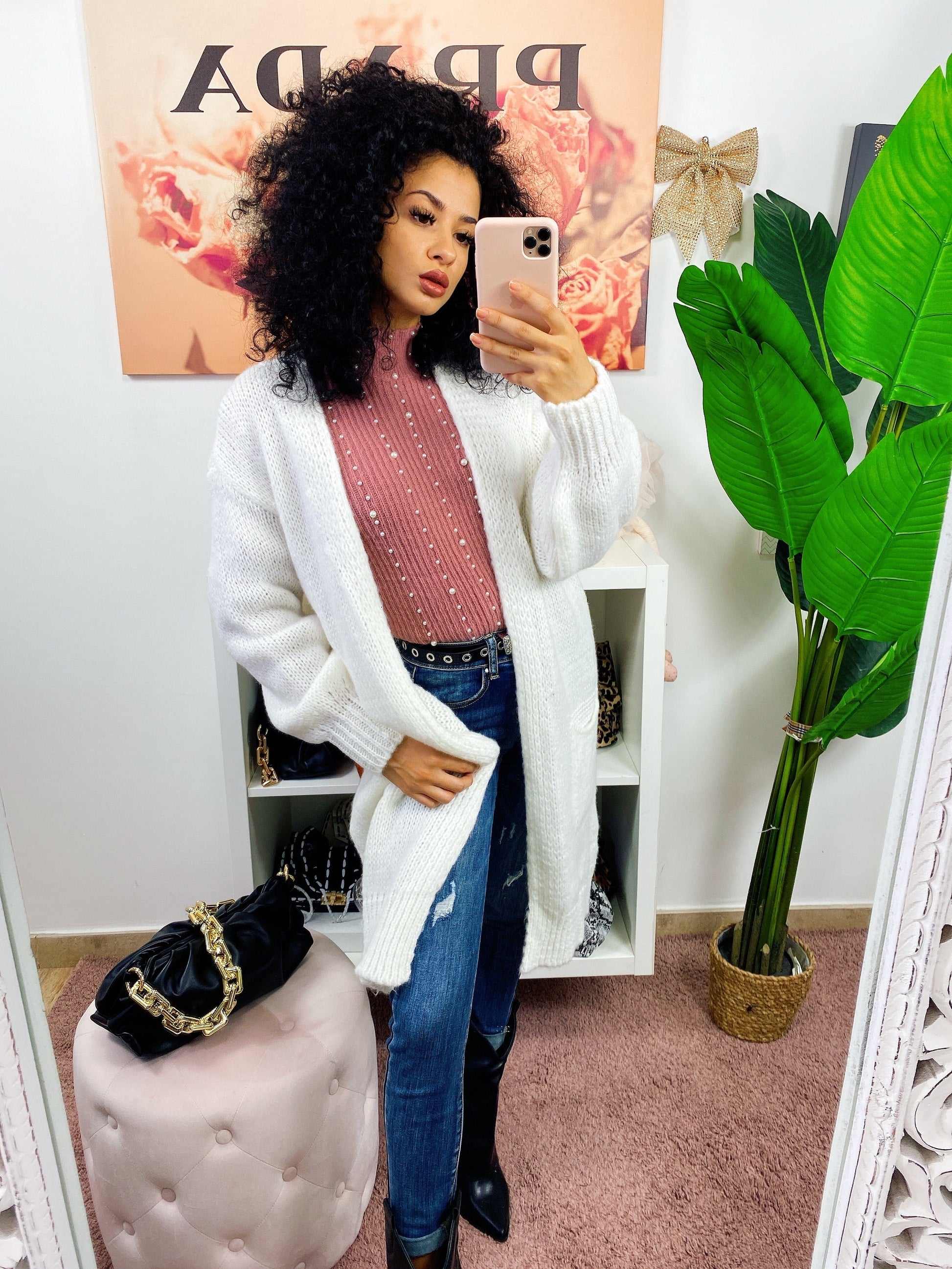 Cardigan lungo morbido bianco