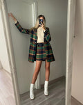 Cappotto check trama verde