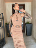 Completo top e gonna nude
