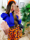 Top con spalline bombate Blu