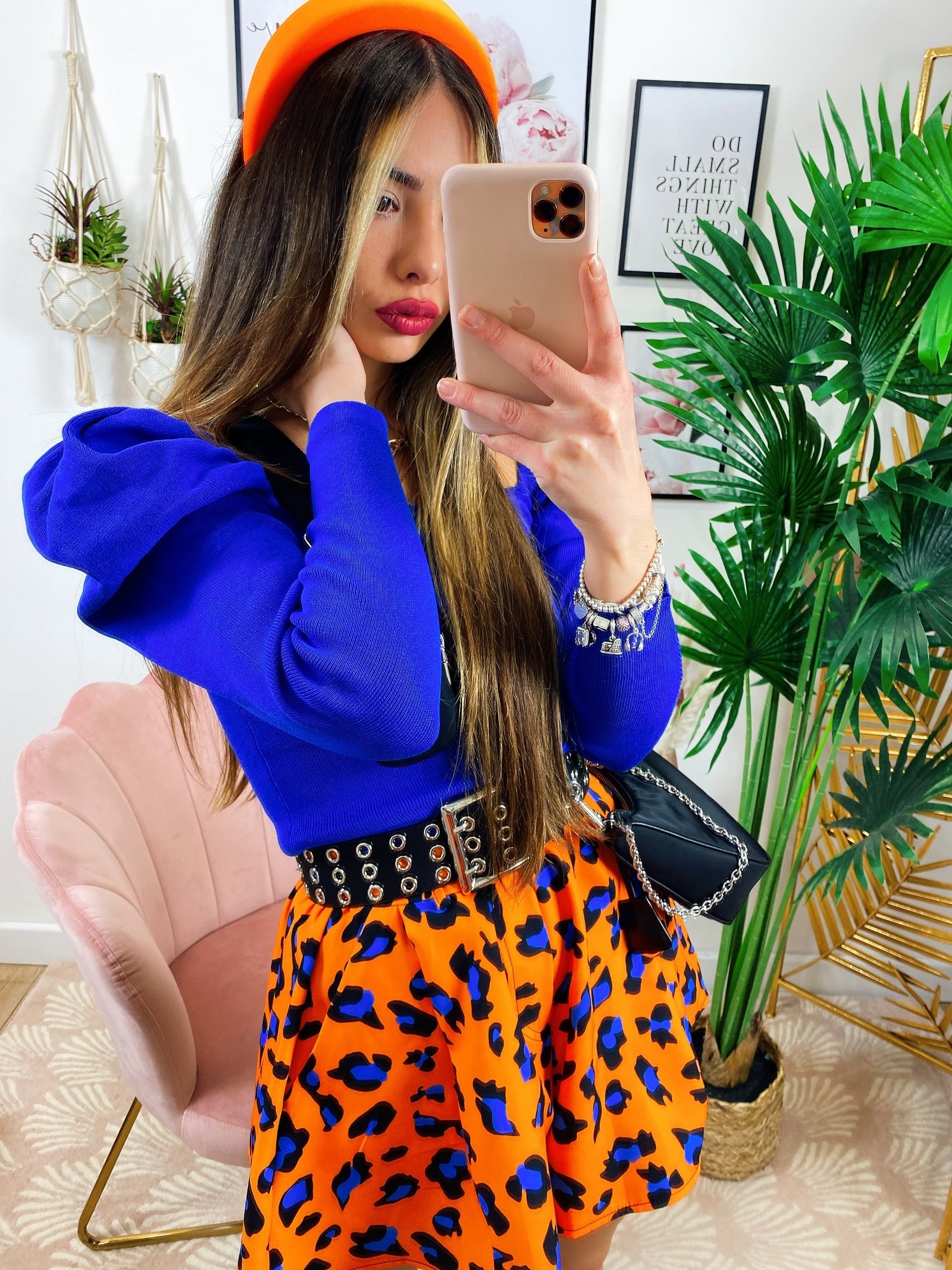 Top con spalline bombate Blu