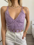 Top in pizzo lilla con pizzo