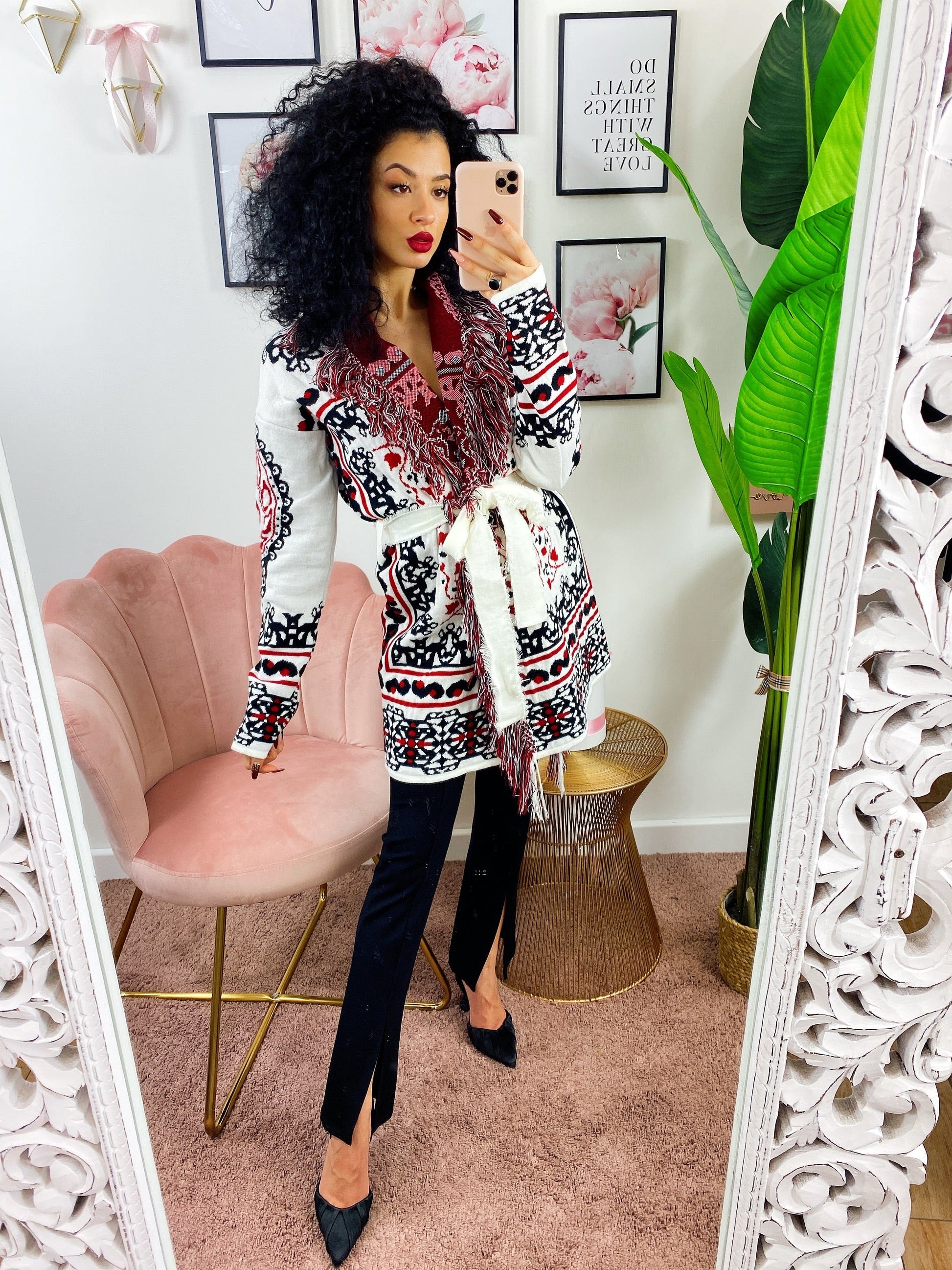 Cardigan Con dettagli rosso nero