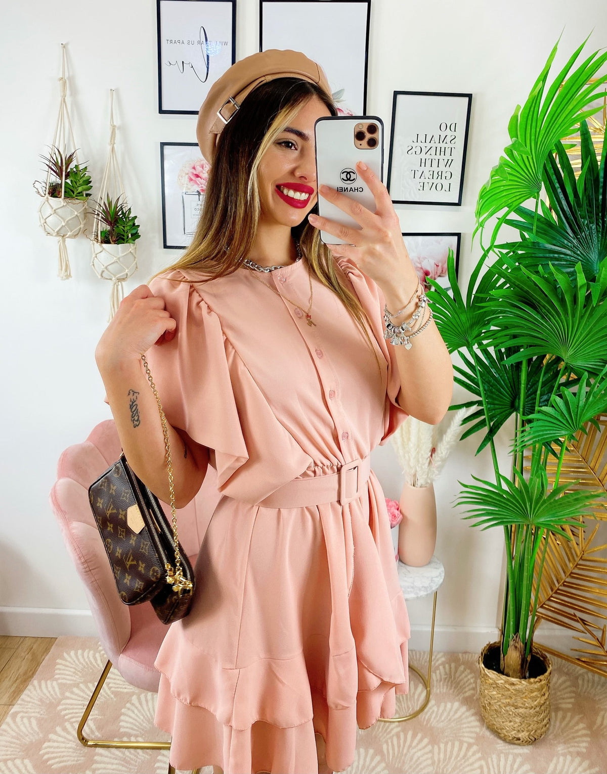 Abito con cintura Rosa
