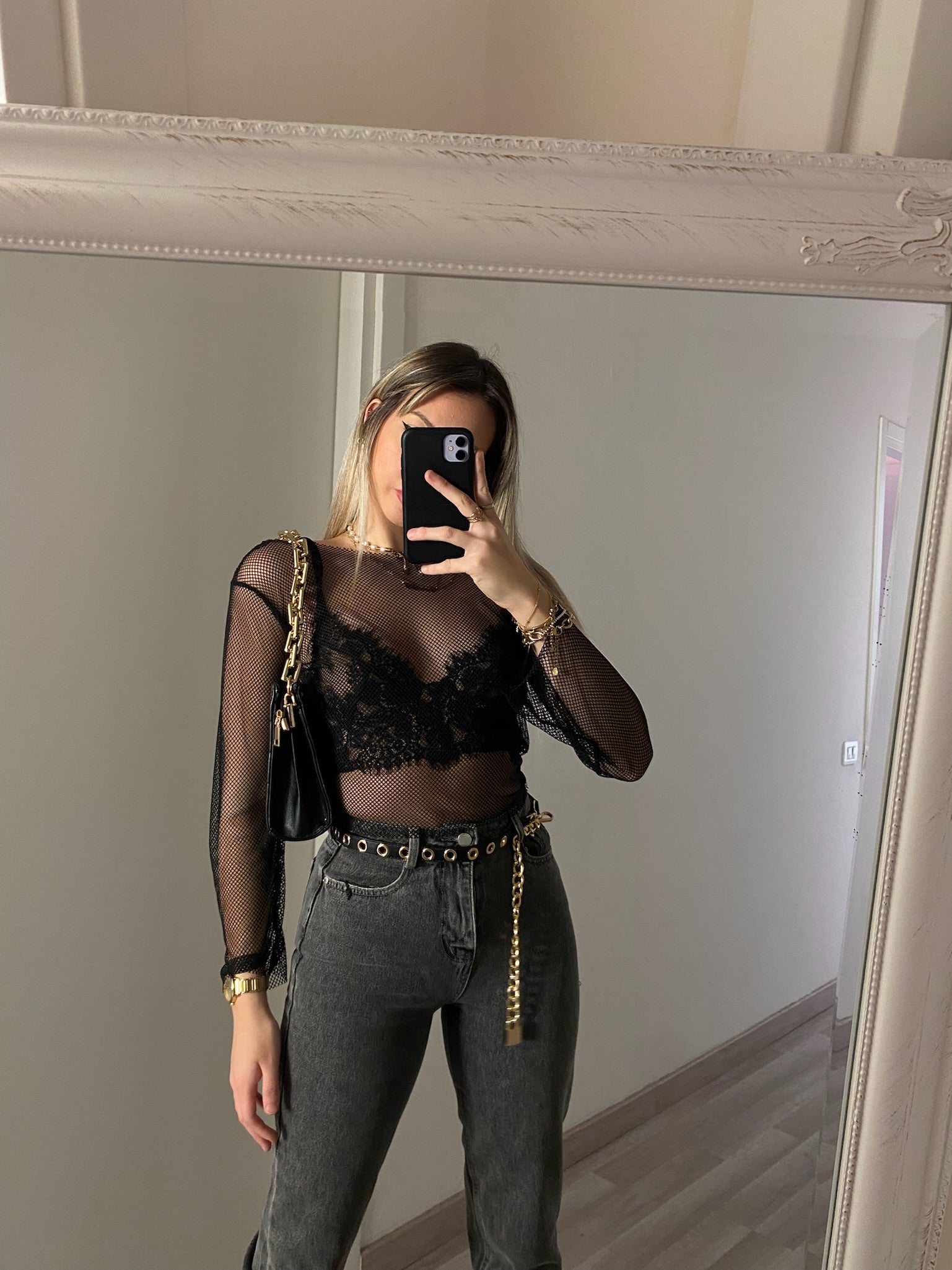 Jeans wide leg grigio
