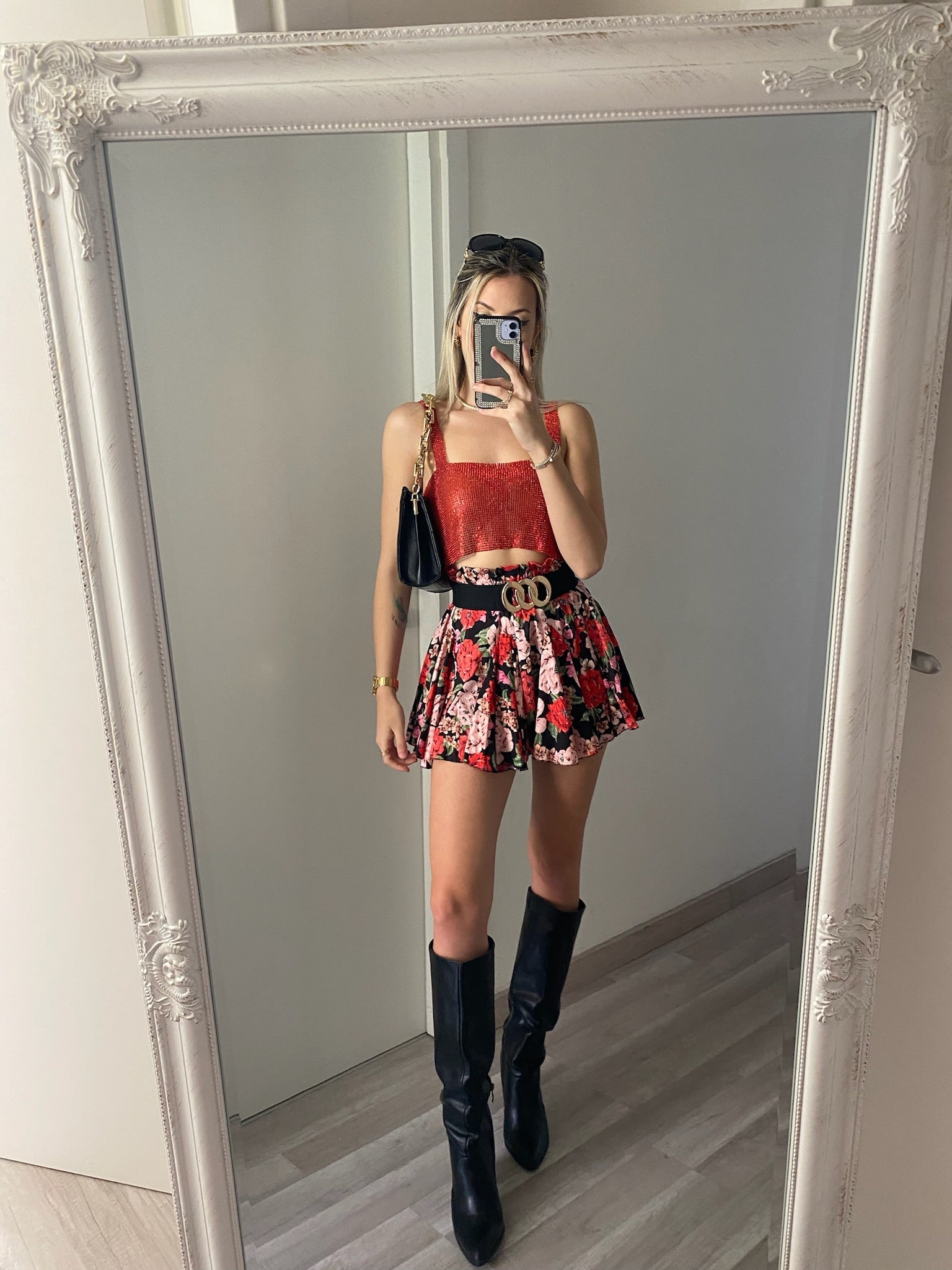 Top luxsequin rosso