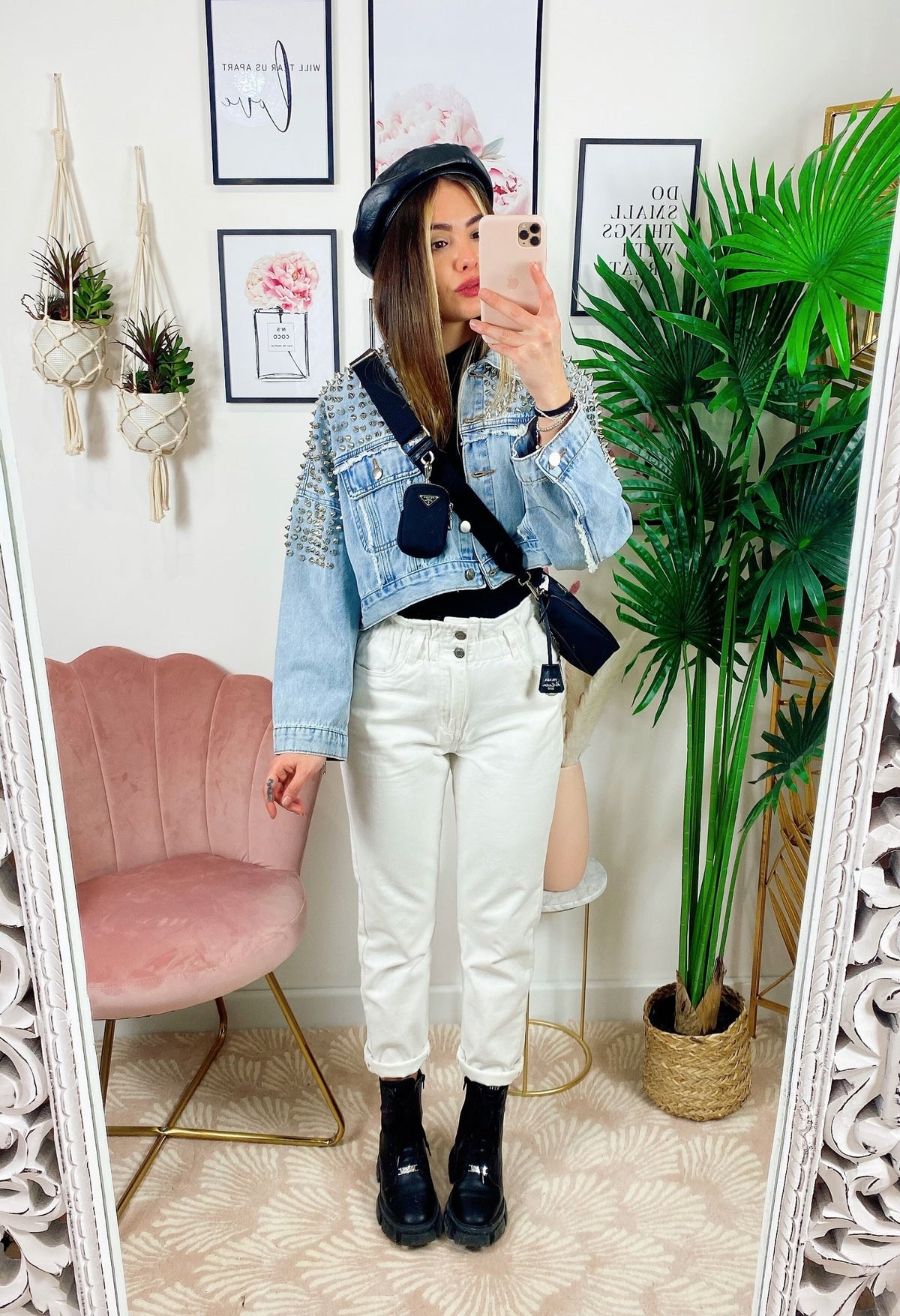 Giacca di jeans con borchie