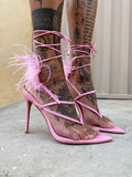 Tacchi con piume Rosa Barbie