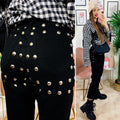 Jeans con borchie posteriori Nero