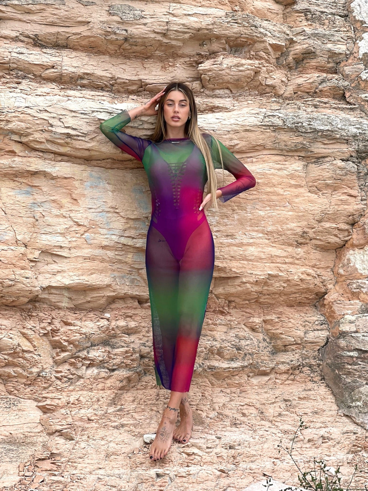 Abito in velo multicolor