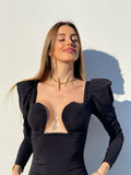 Abito sensual manica lunga nero