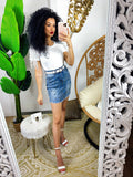 Gonna di jeans con borchie