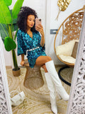 Abito con paillettes azzurro