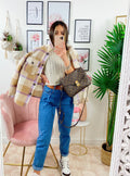 Jeans boyfriend con cintura compresa brown