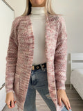 Cardigan morbido con cintura sfumature lilla