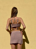 Completo top e gonna corta rosa gold