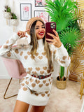 Maxi maglione Bianco a cuori