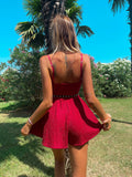 Tutina a bretellina glitter rosso scollo incrociato