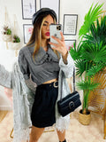 Cardigan sfrangiato ghiaccio