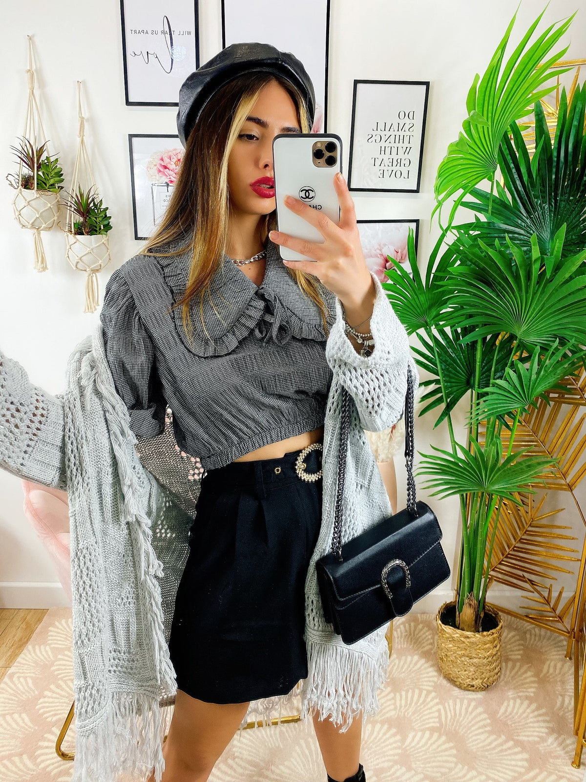 Cardigan sfrangiato ghiaccio