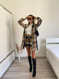 Cappotto check Camel nero