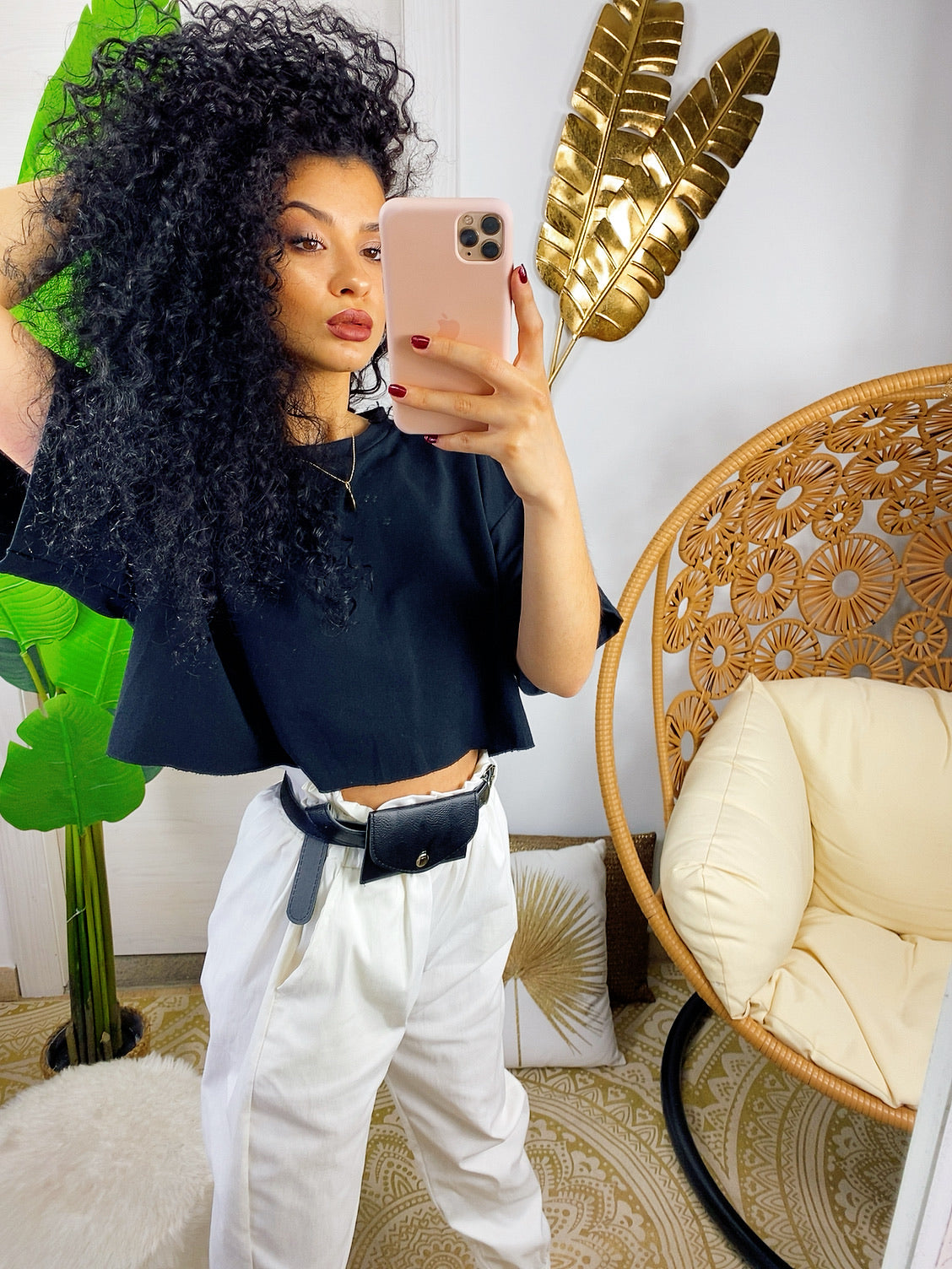 Maglia a top crop nera