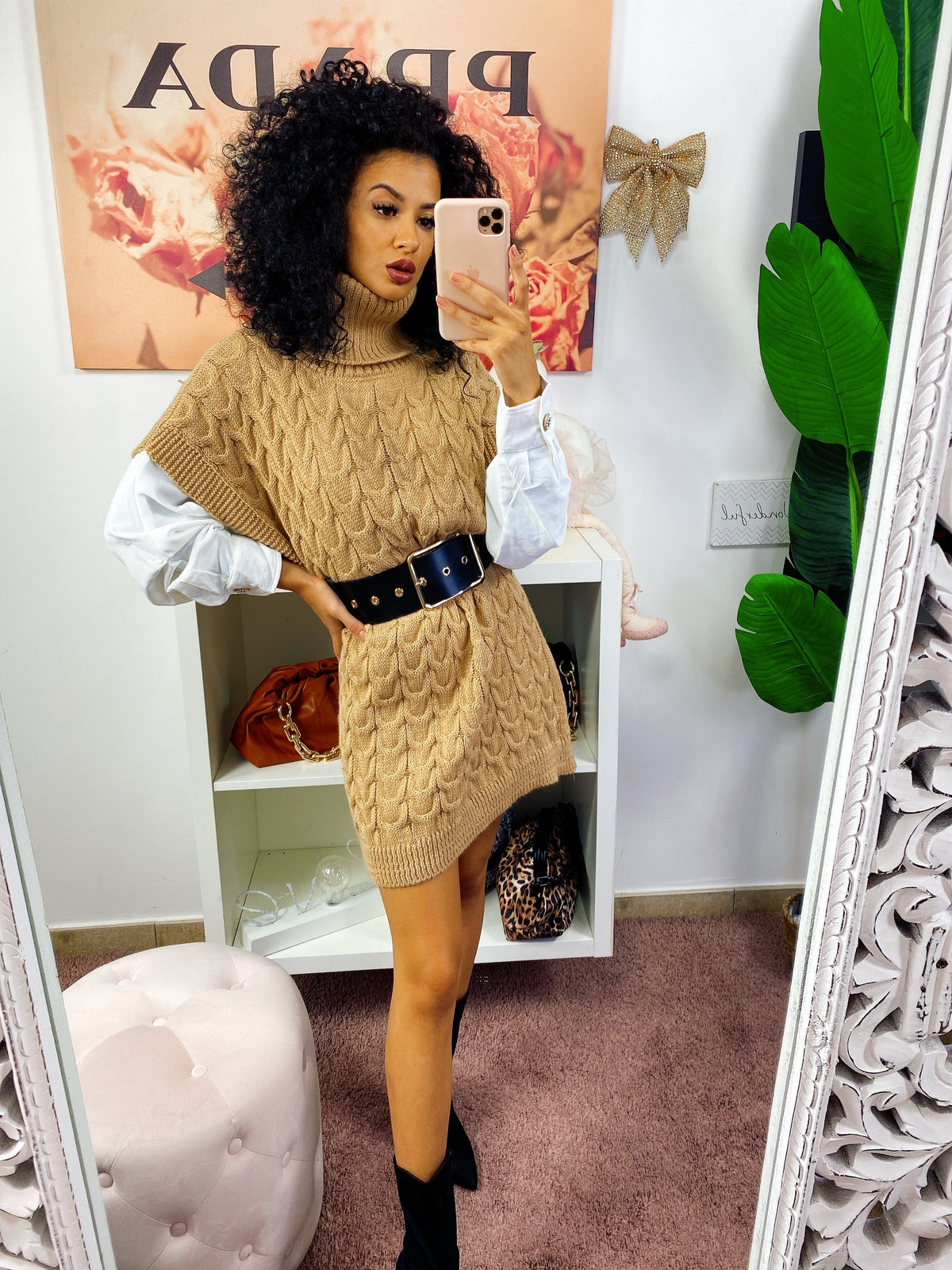 Abito in maglia Camel smanicato