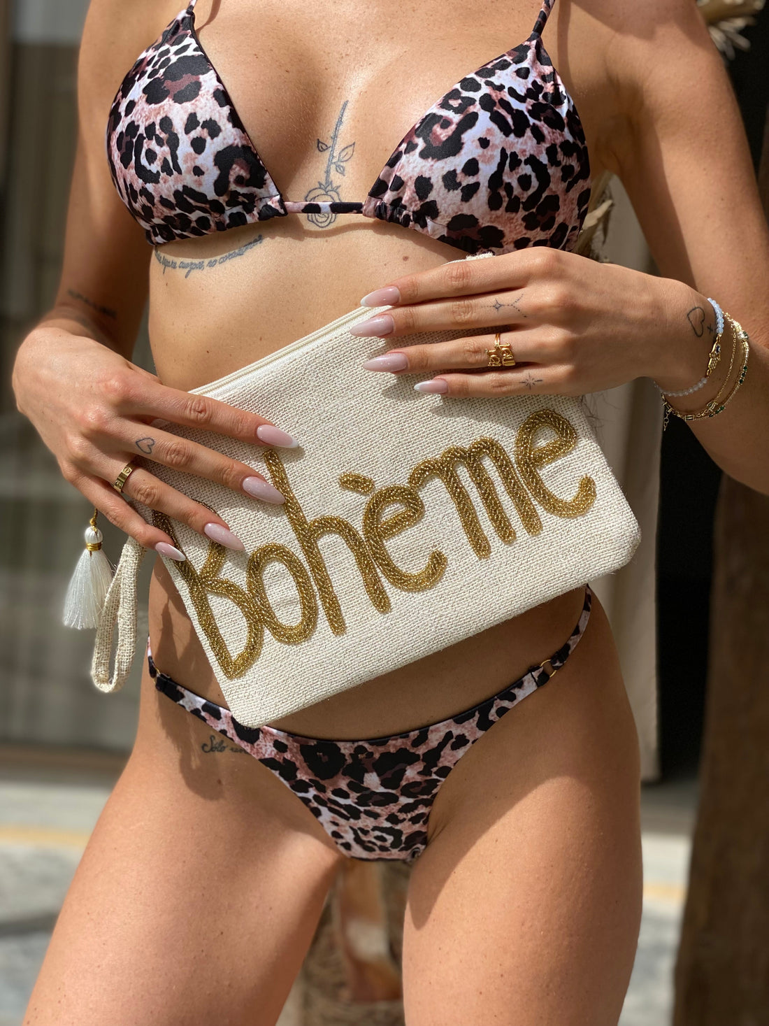 Borsa Bohéme beige e oro