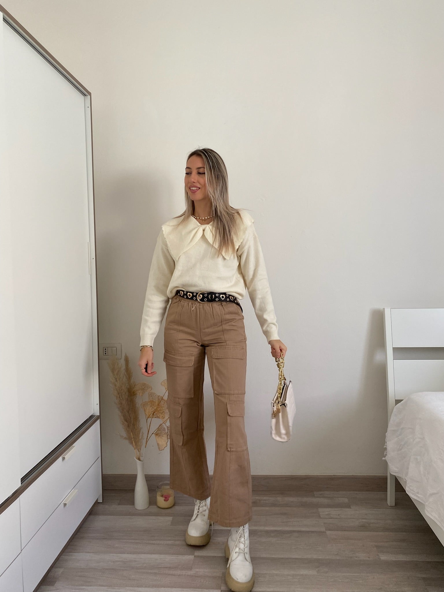 Jeans cargo Camel con tasche