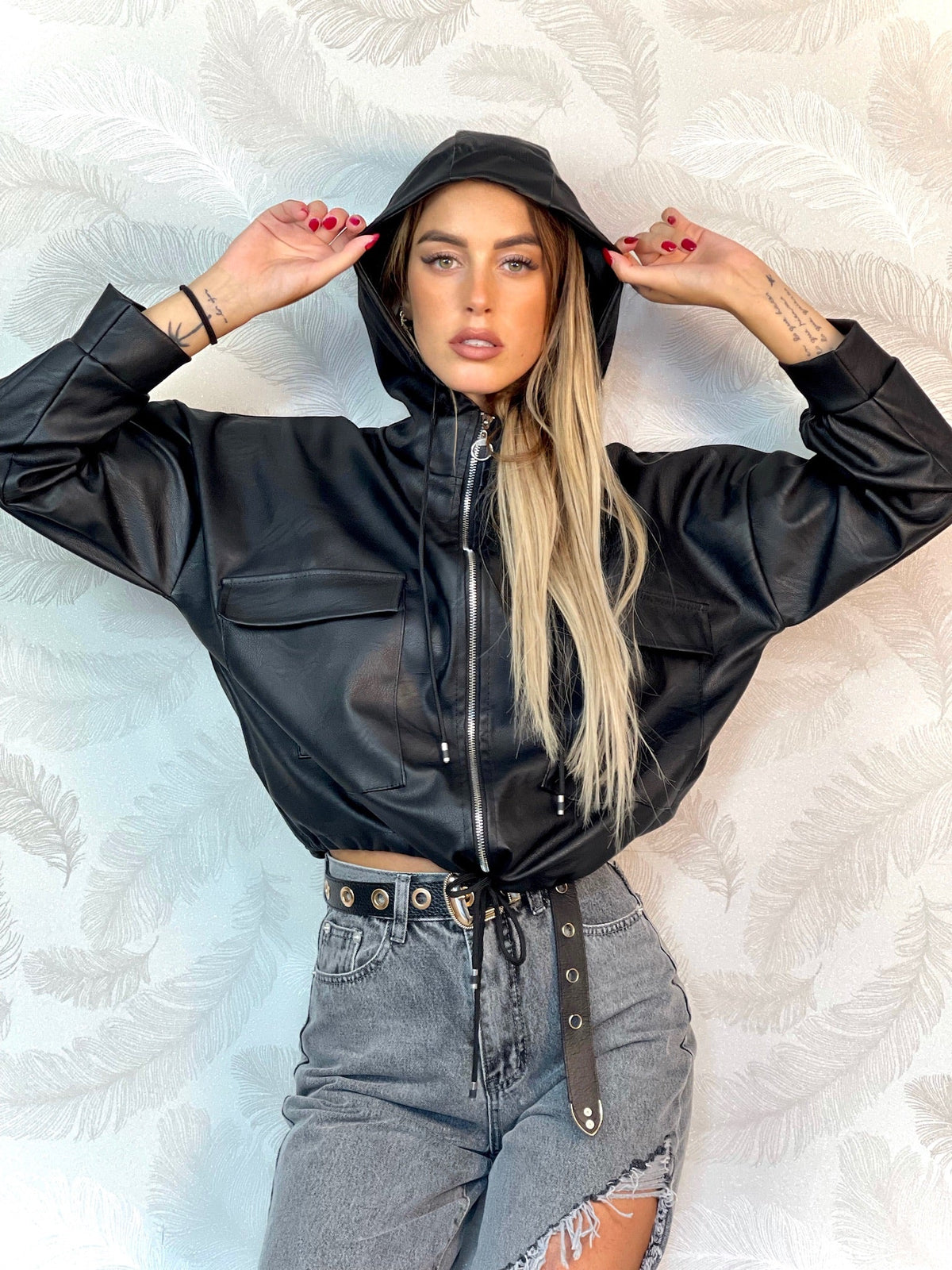 Giubbino in eco pelle nero