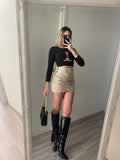 Gonna in ecopelle beige