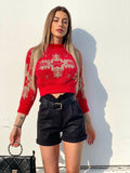 Short nero in panno con cintura