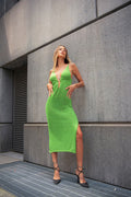 Abito in lurex midi verde