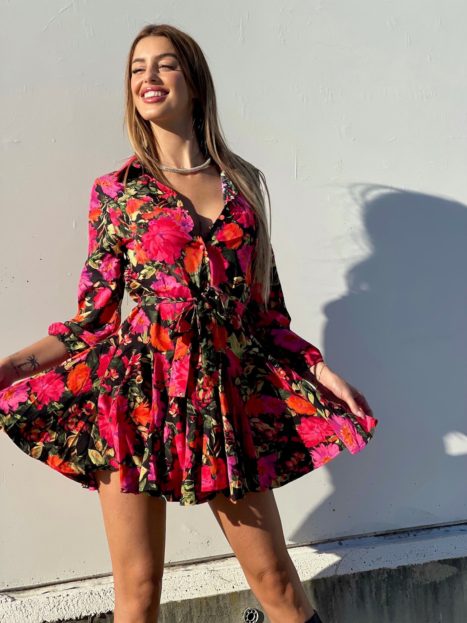 Abito a fiori Rossi fucsia