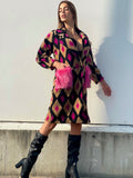 Cappotto a rombi fuxia