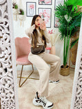 Completo Maglia e pantalone quality beige con cappuccio