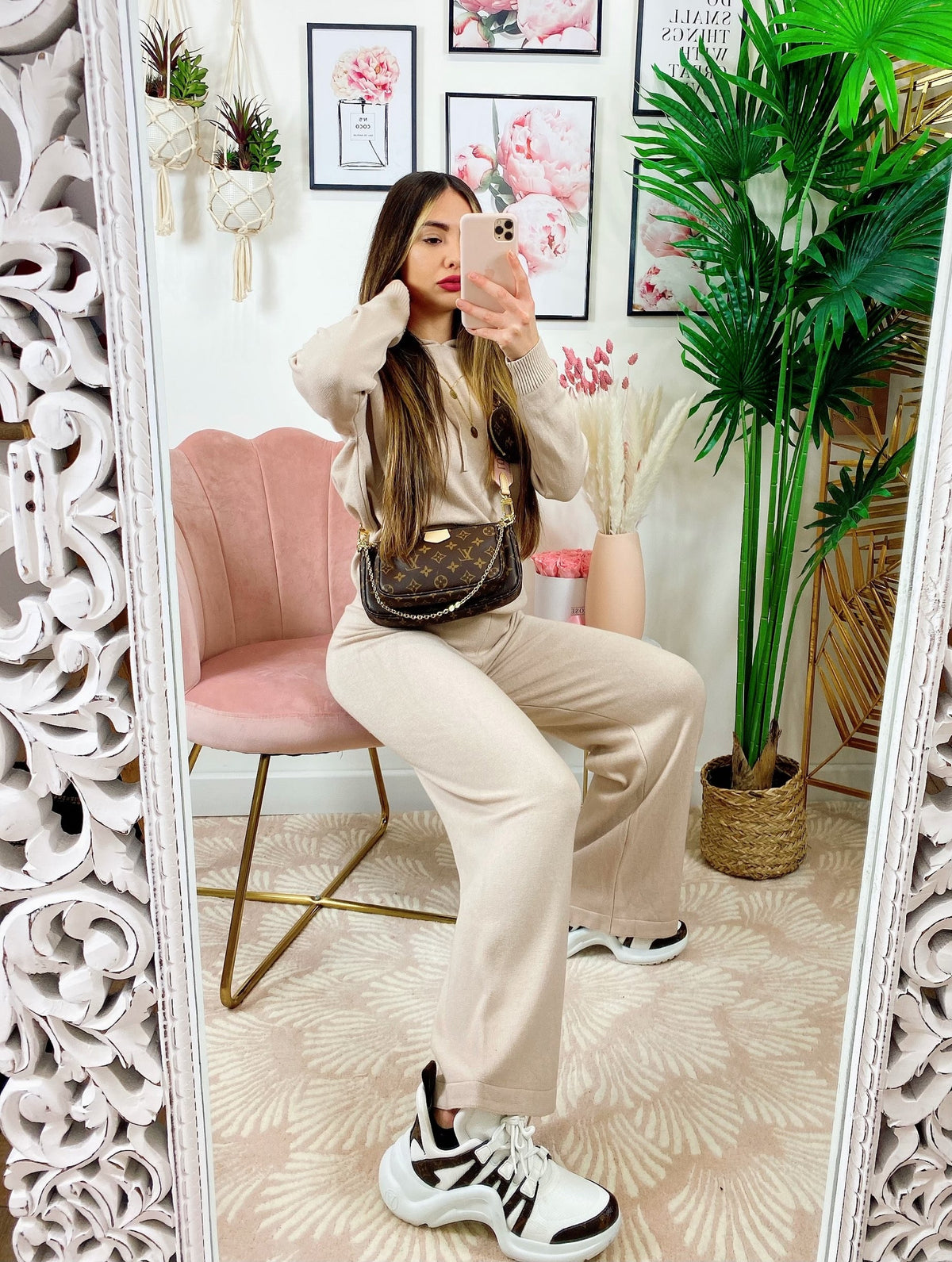 Completo Maglia e pantalone quality beige con cappuccio