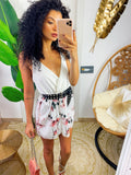 Tutina con pantaloncino a fiori rosa