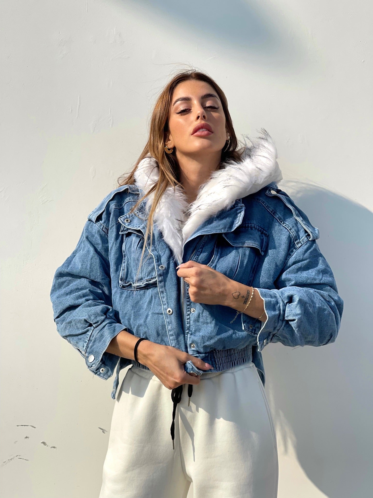 Giubbotto jeans con eco-pelo