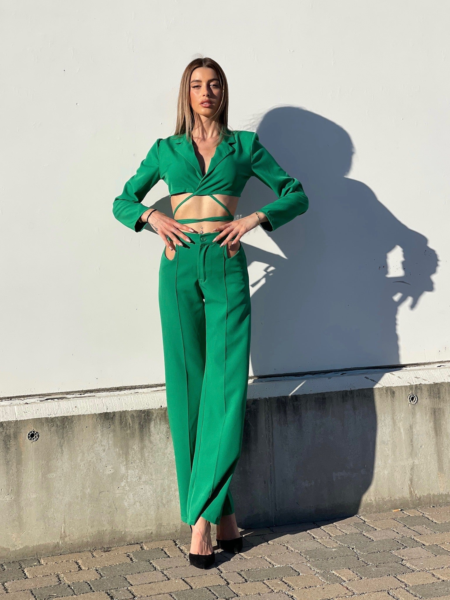 Completo top e pantalone verde