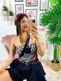 Top stampa bandana dettaglio Maculato