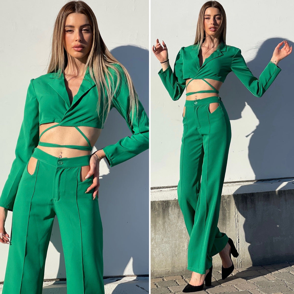 Completo top e pantalone verde