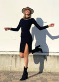 Abito in maglia nero con catene Oro